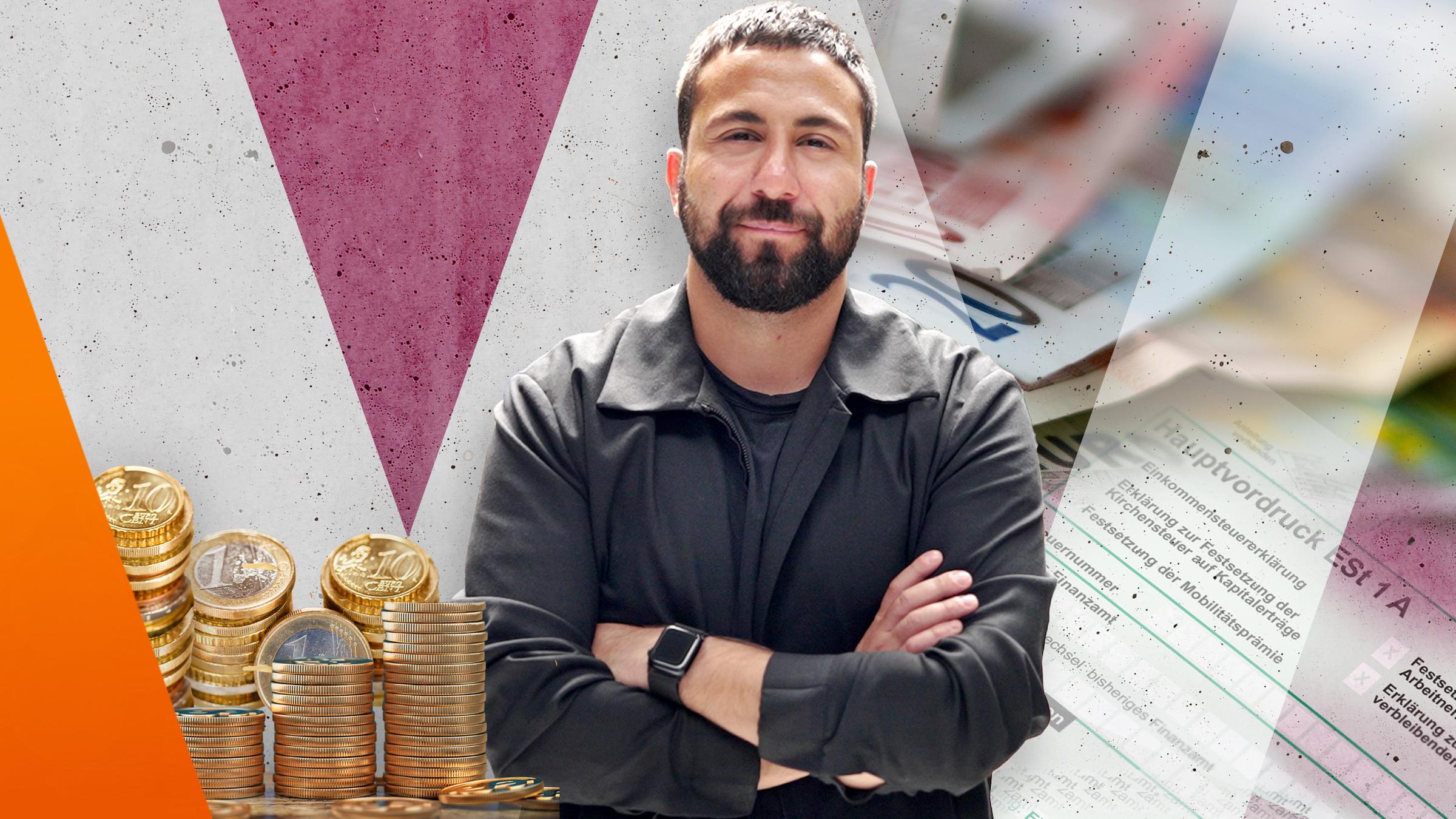 Euros in Münzen und David Oudsandji, Gründer von Voltfang