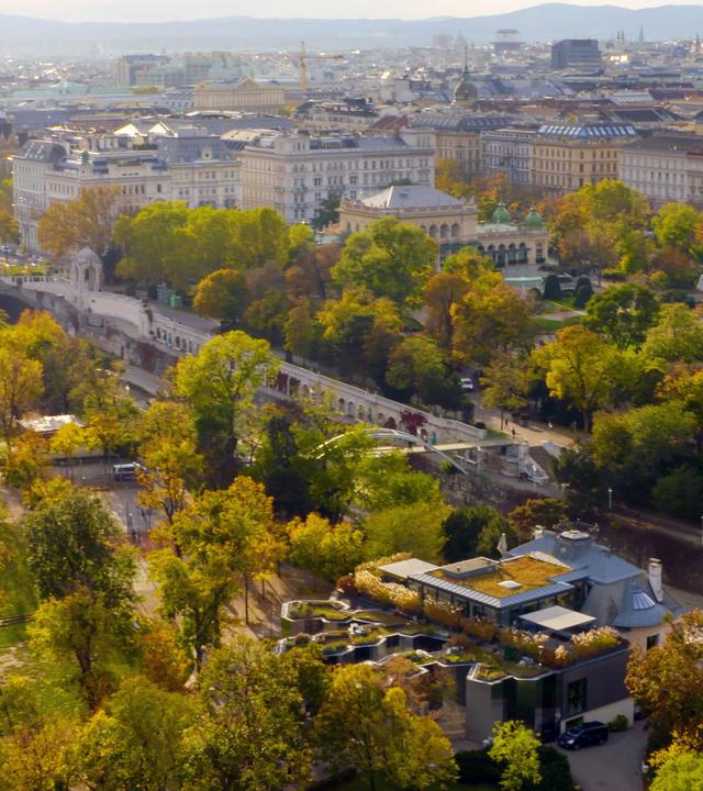 Der Wienfluss im Bereich des Stadtparks von oben