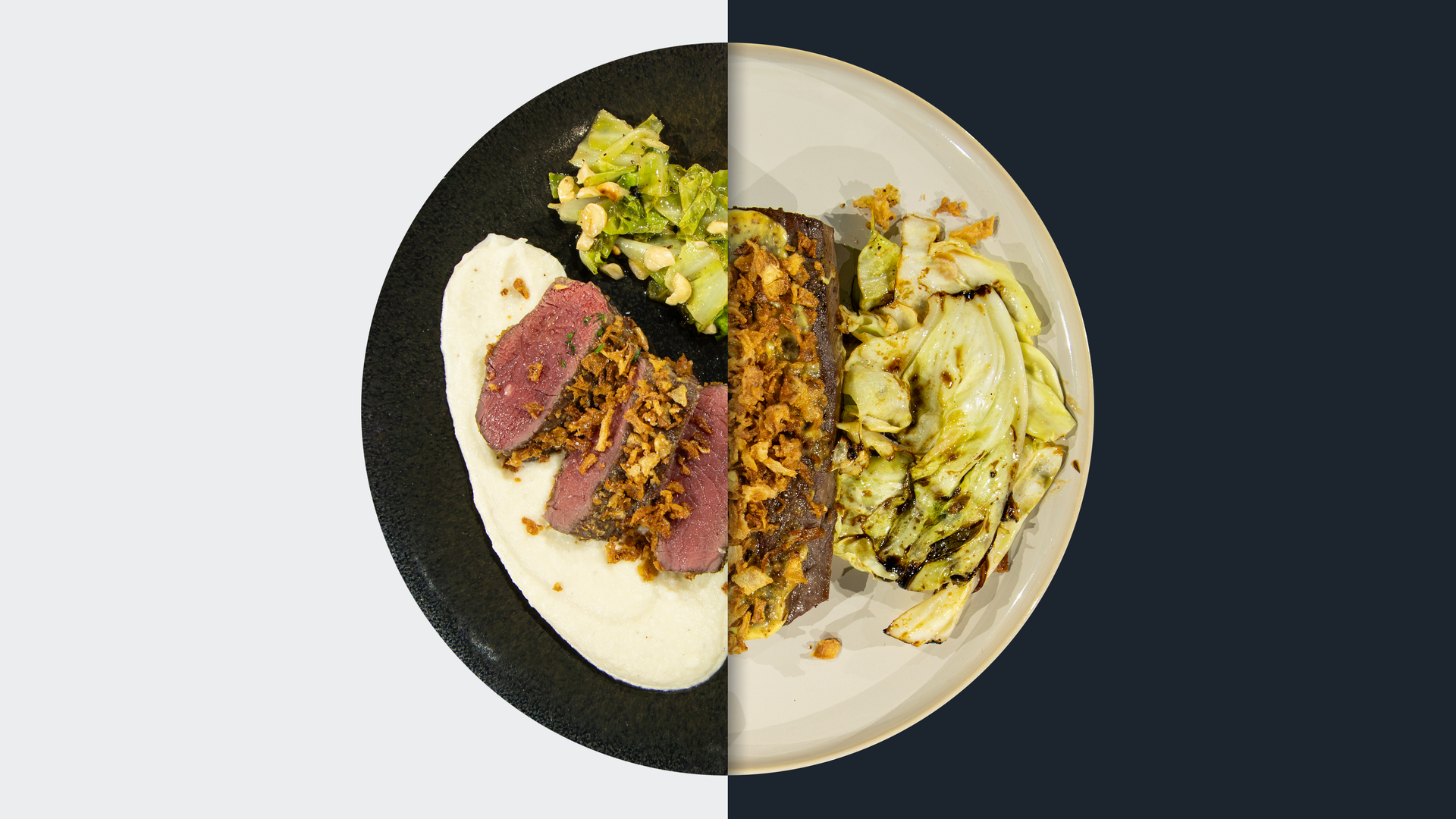 Wilder Zwiebelrostbraten mit Spitzkohl