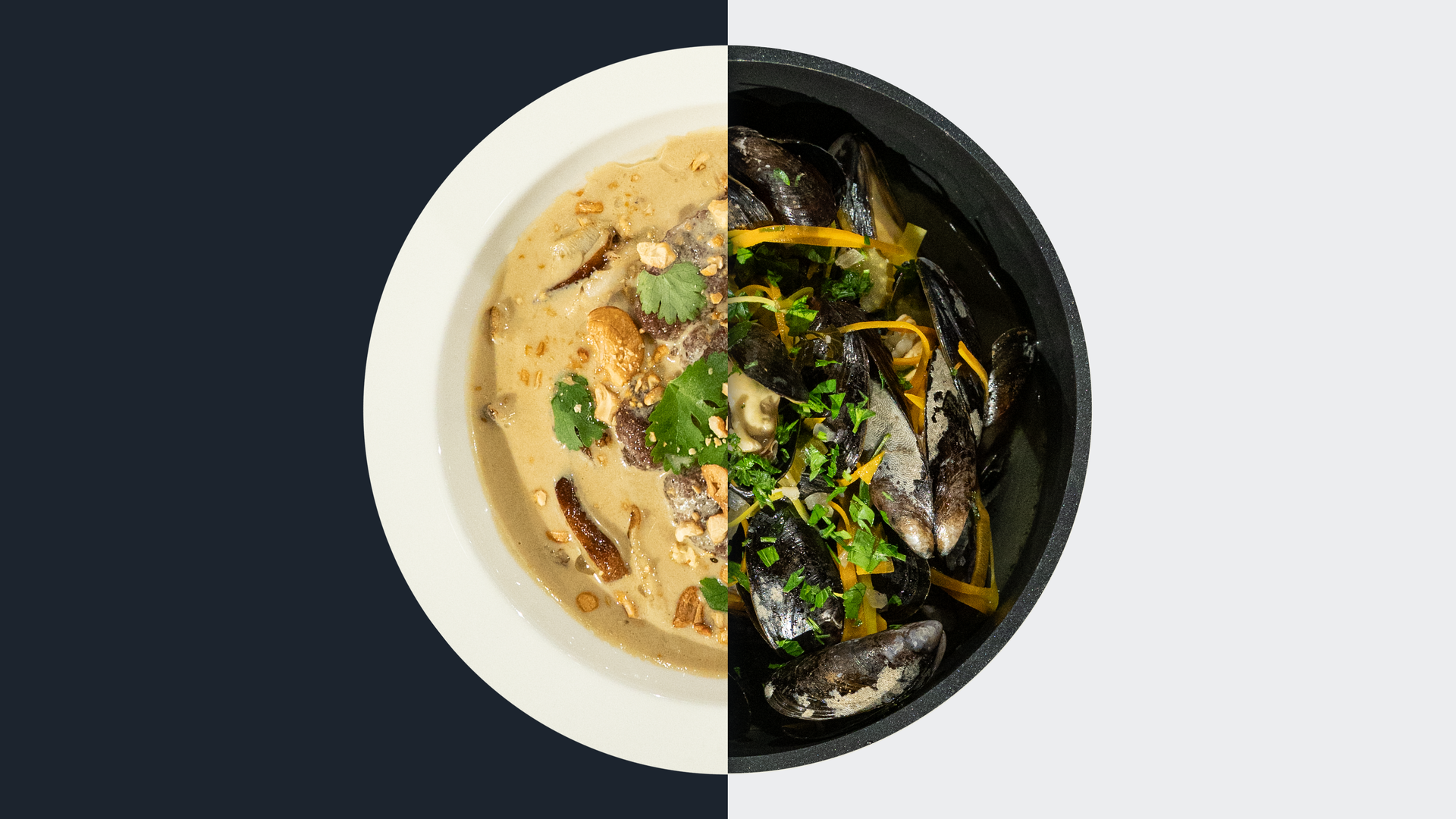 Wildschwein-Curry vs. Miesmuscheln.