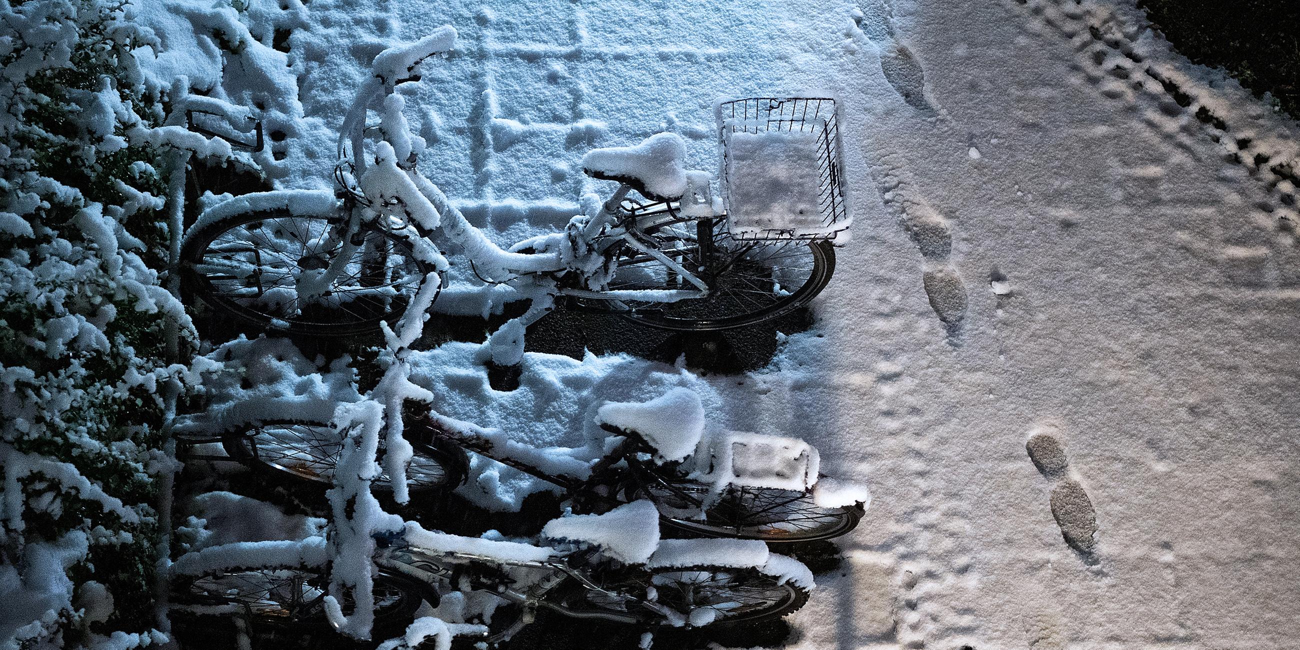 Fußspuren im frischen Schnee, aufgenommen am 27.11.2018