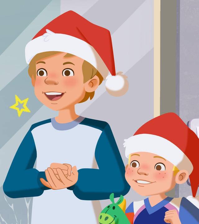 Tara beginnt, den Baum zu schmücken.