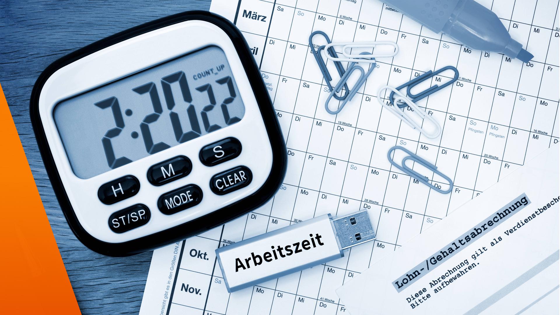 Graphische Darsteellung Erassung von Arebistzeit mit digitalem Stundenzähler