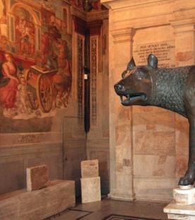 Wölfin säugt Romulus und Remus