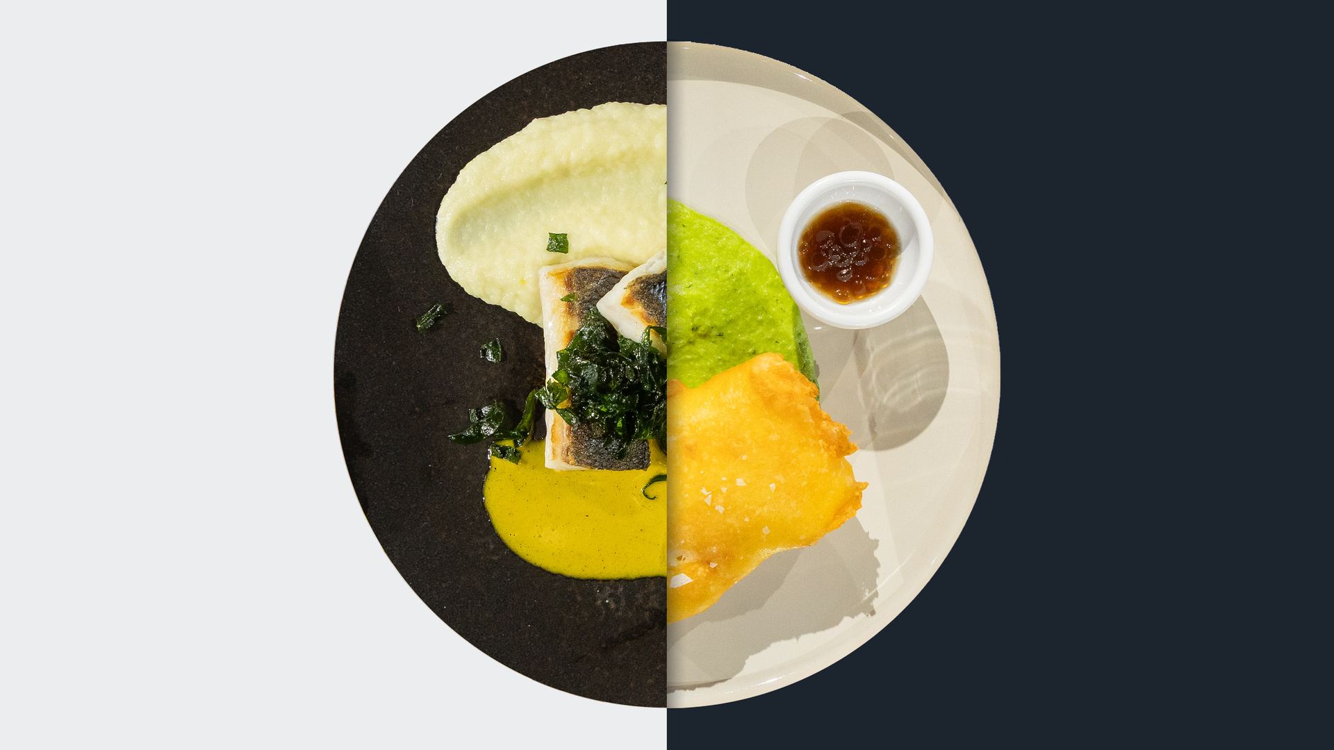 Wolfsbarsch vs. Kabeljau im Crémant-Teig