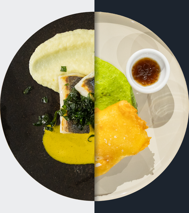 Wolfsbarsch vs. Kabeljau im Crémant-Teig