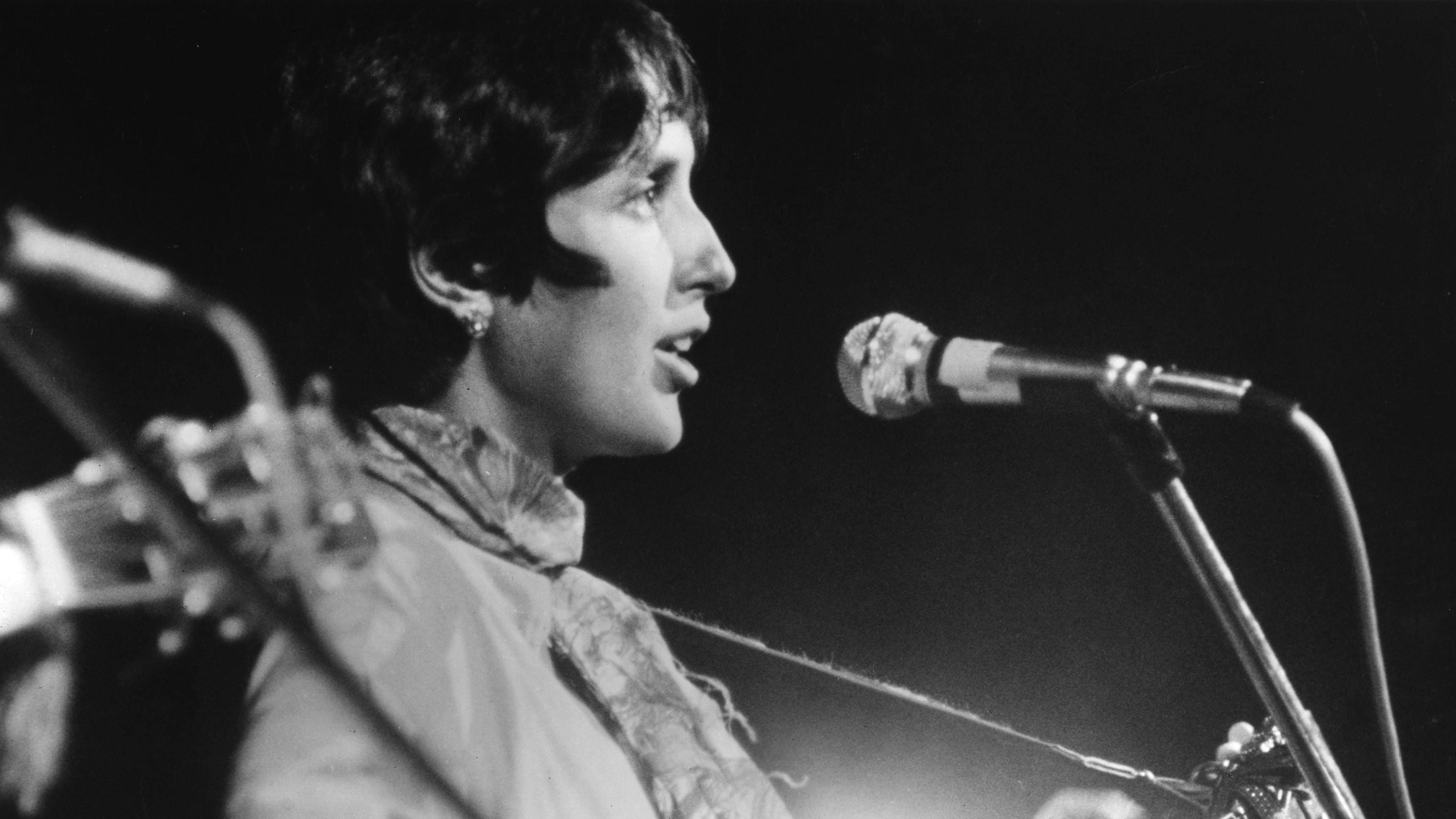 Joan Baez, aufgenommen auf dem Woodstock-Festival 1969