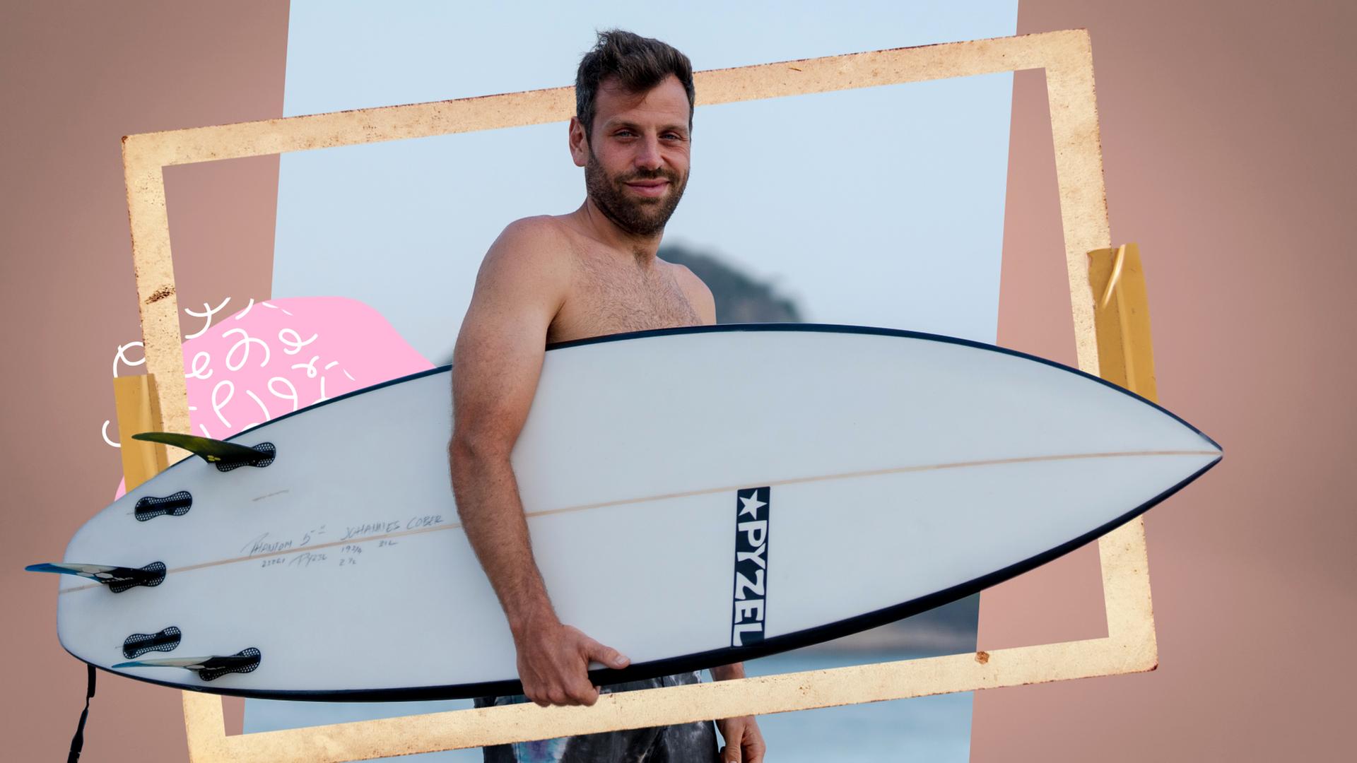 Rio Brasilien - Johannes mit Surfbrett