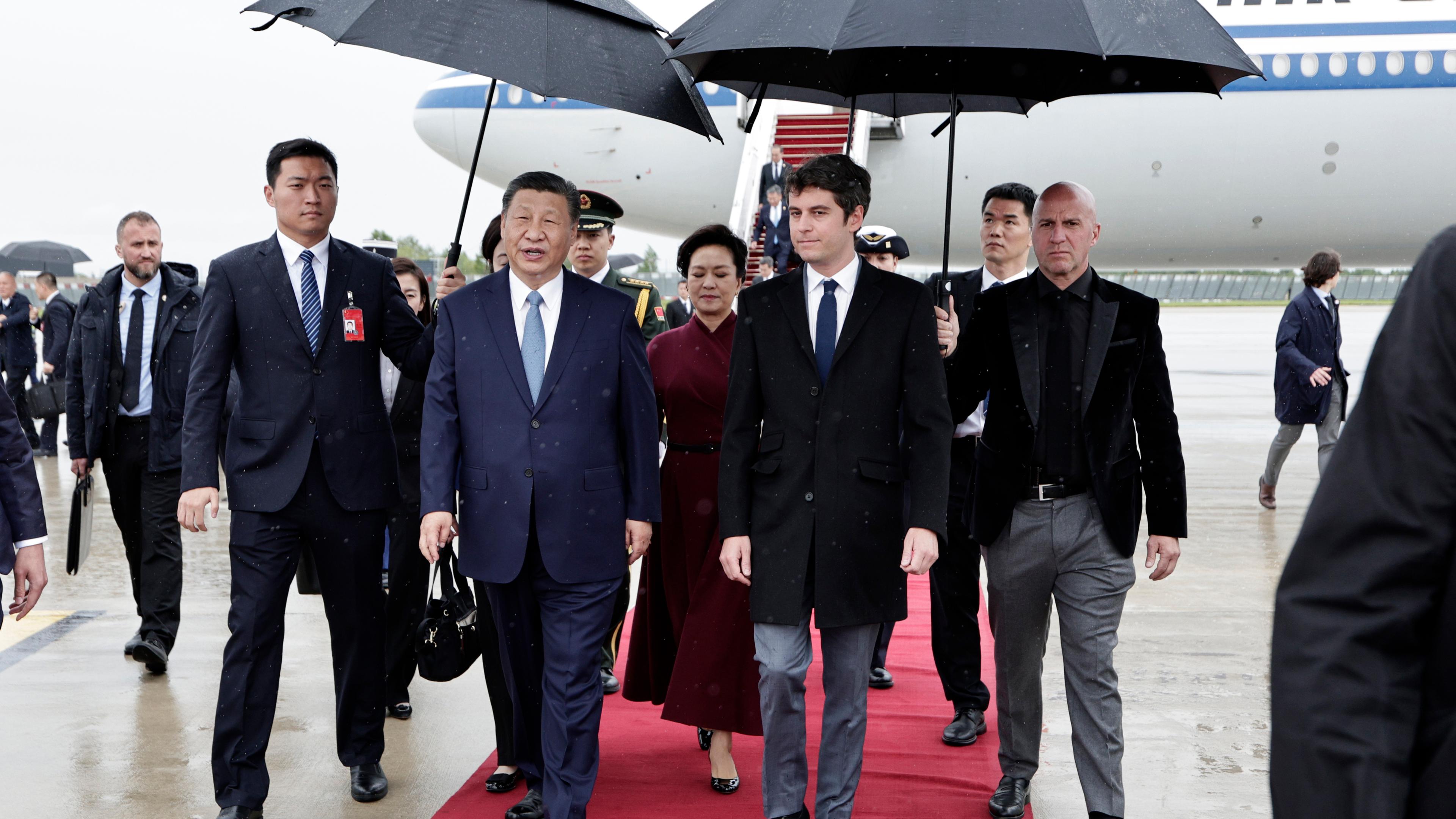 Xi bei seiner Ankunft in Frankreich.