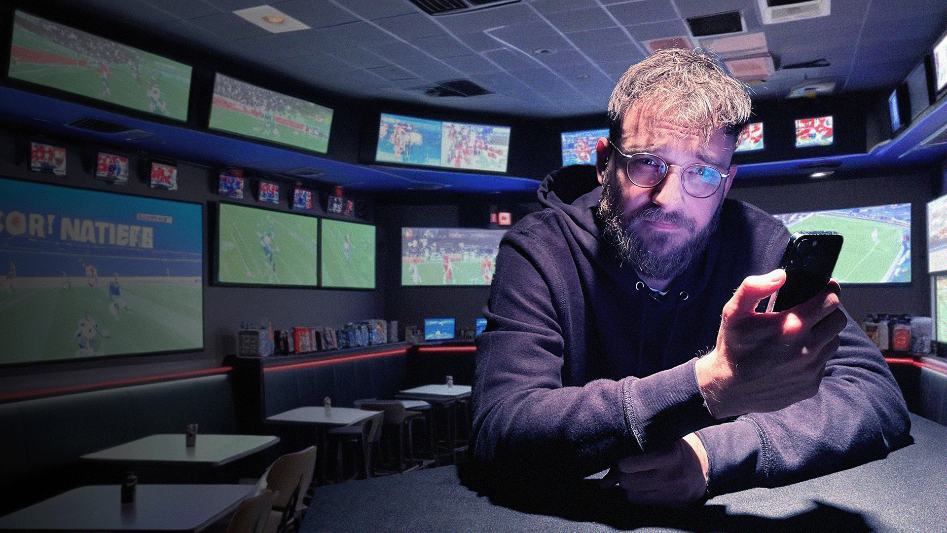 Nico Heymer in einem Wettbüro für Sportwetten