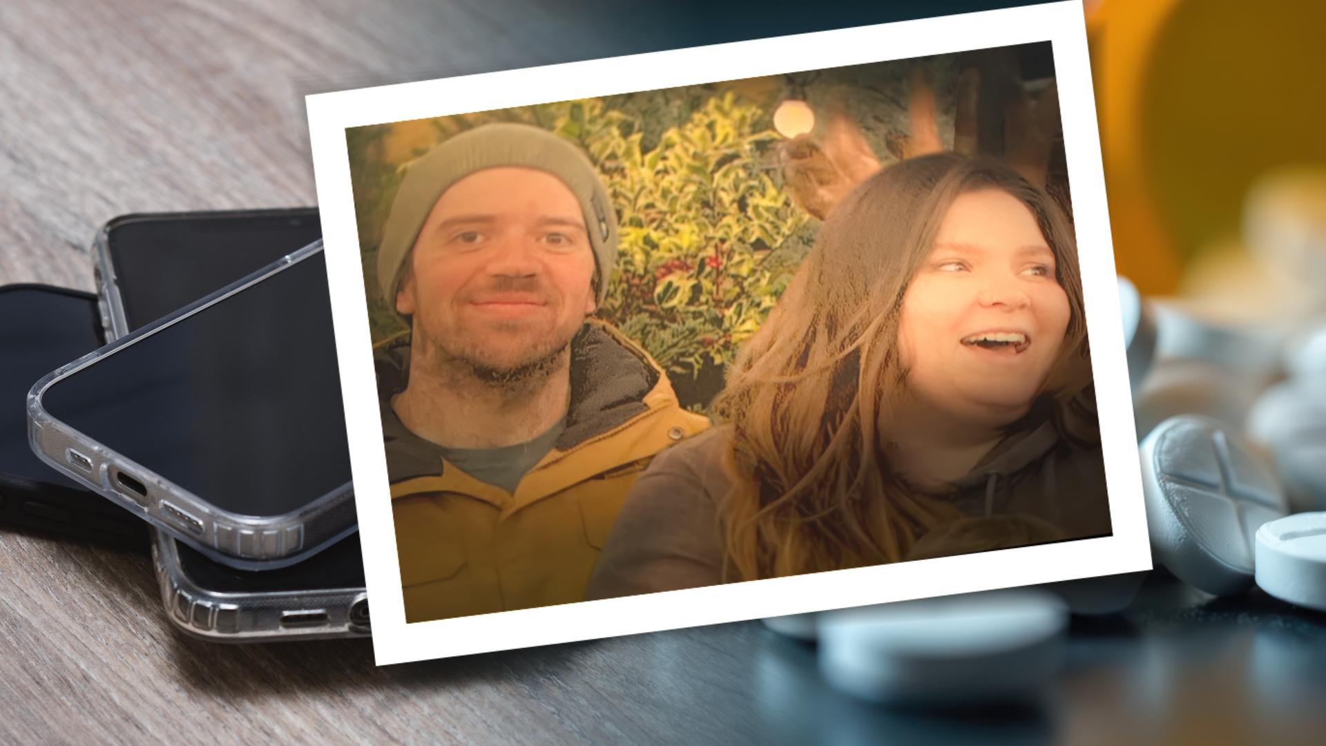 Im Vordergrund ein Schnappschuss des Mörders Luke D´Wit mit der Tochter der Opfer. Im Hintergrund