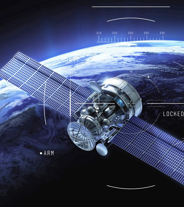 Satellit über der Erde aus dem Weltraum.
