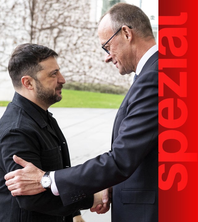 Friedrich Merz begrüßt Wolodymyr Selenskyj zu Gesprächen in Berlin