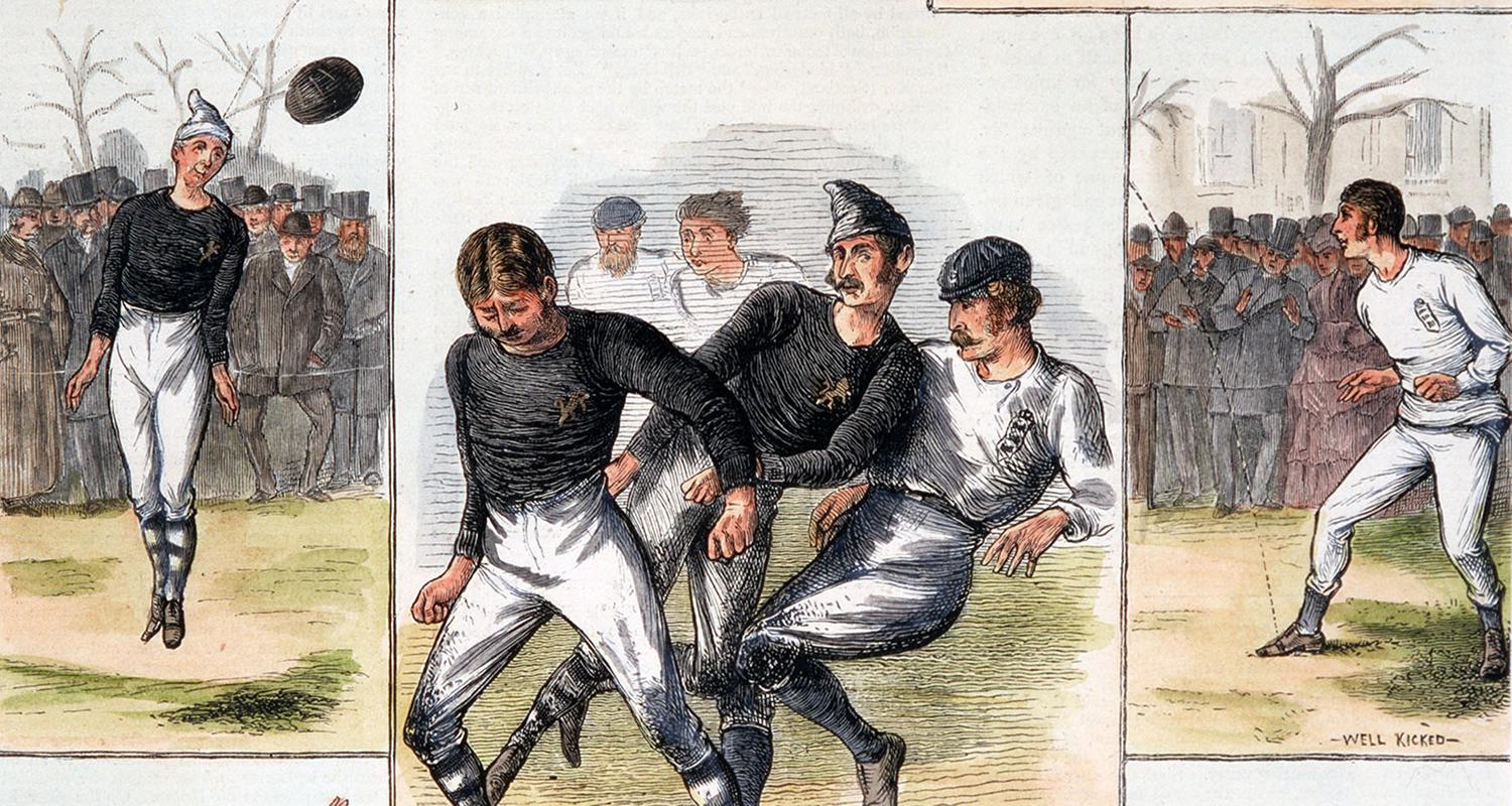 Zeichnungen vom ersten Fußball-Länderspiel zwischen England und Schottland 1872