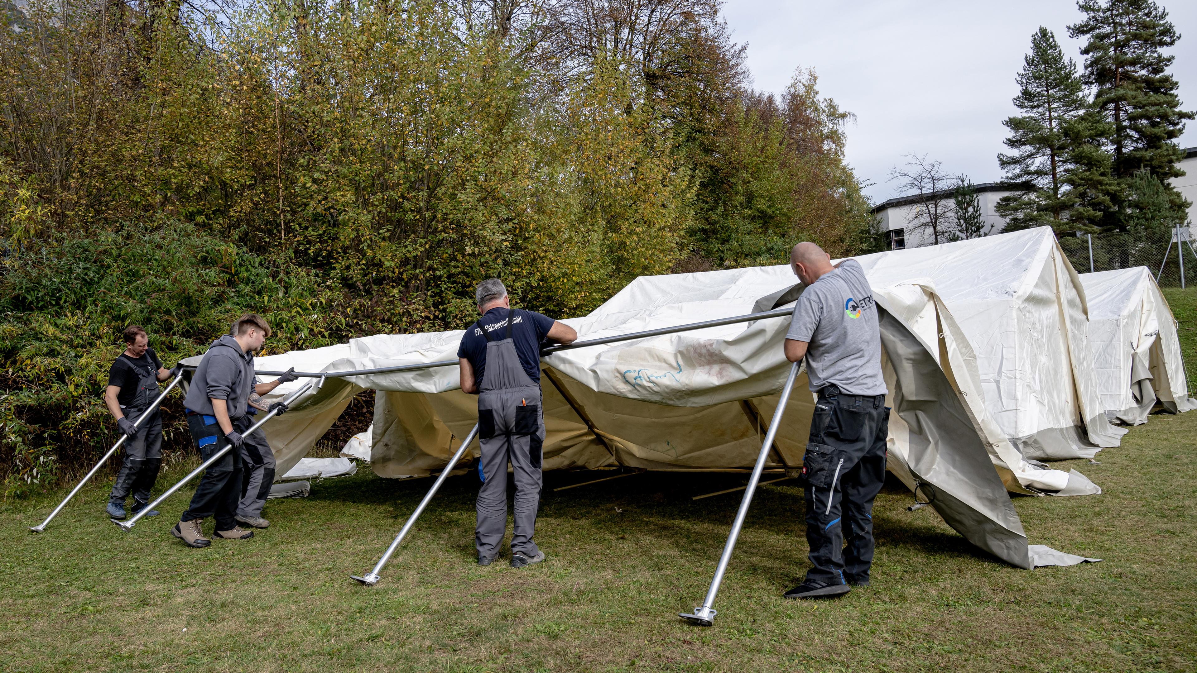 Tents as temporary reception center for migrants