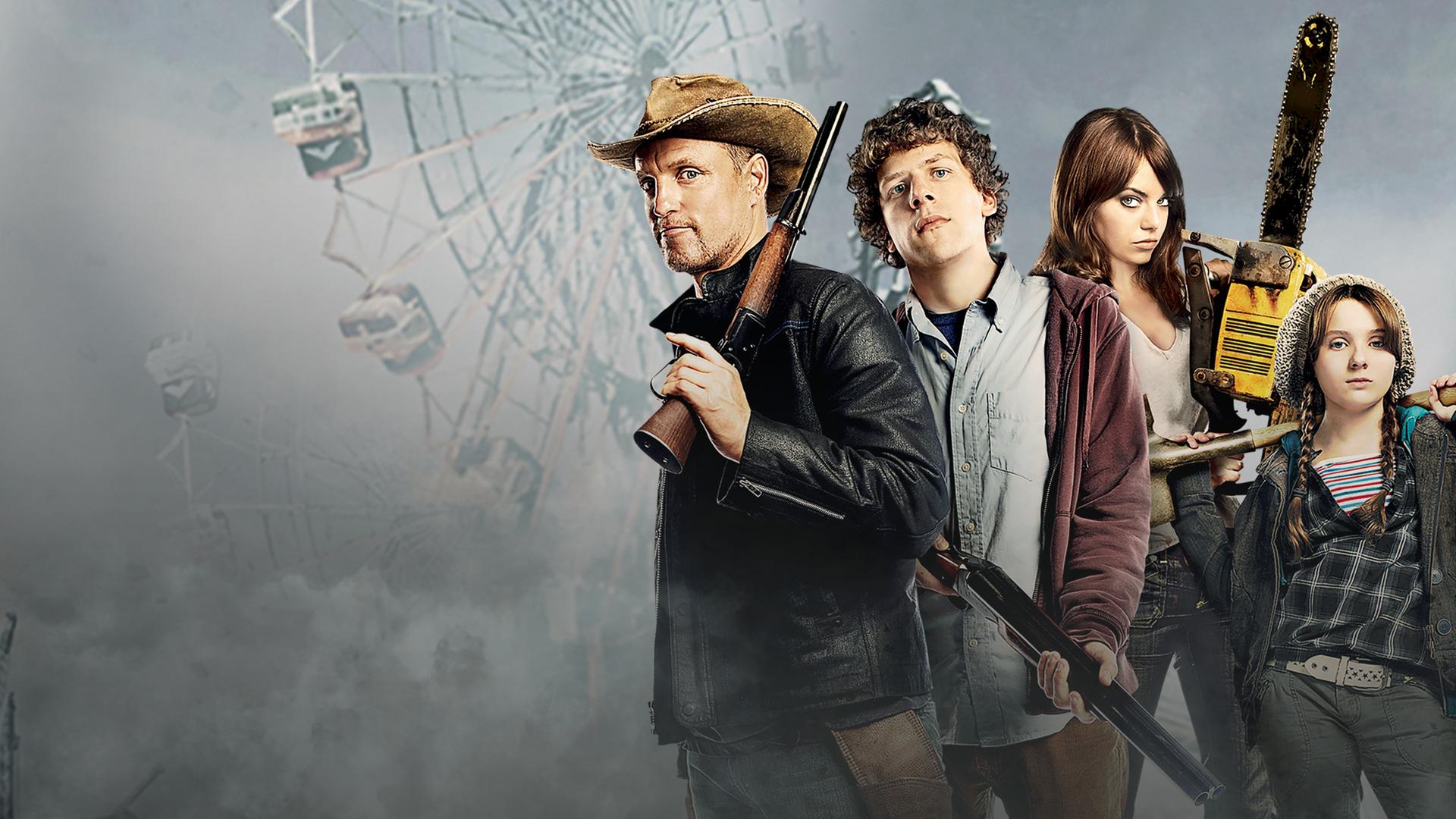 Plakatmotiv zum Film mit Woody Harrelson, Jesse Eisenberg, Emma Stone und Abigail Breslin.