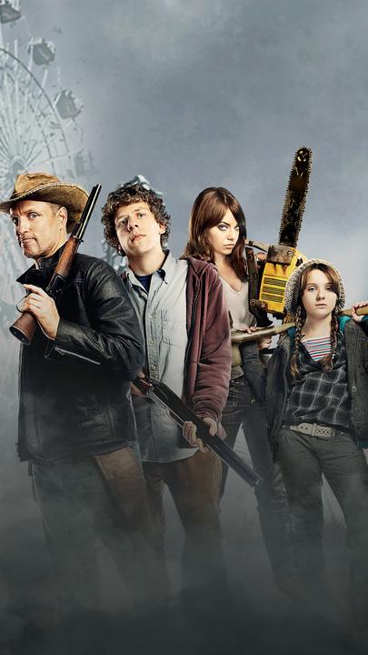 Plakatmotiv zum Film mit Woody Harrelson, Jesse Eisenberg, Emma Stone und Abigail Breslin.