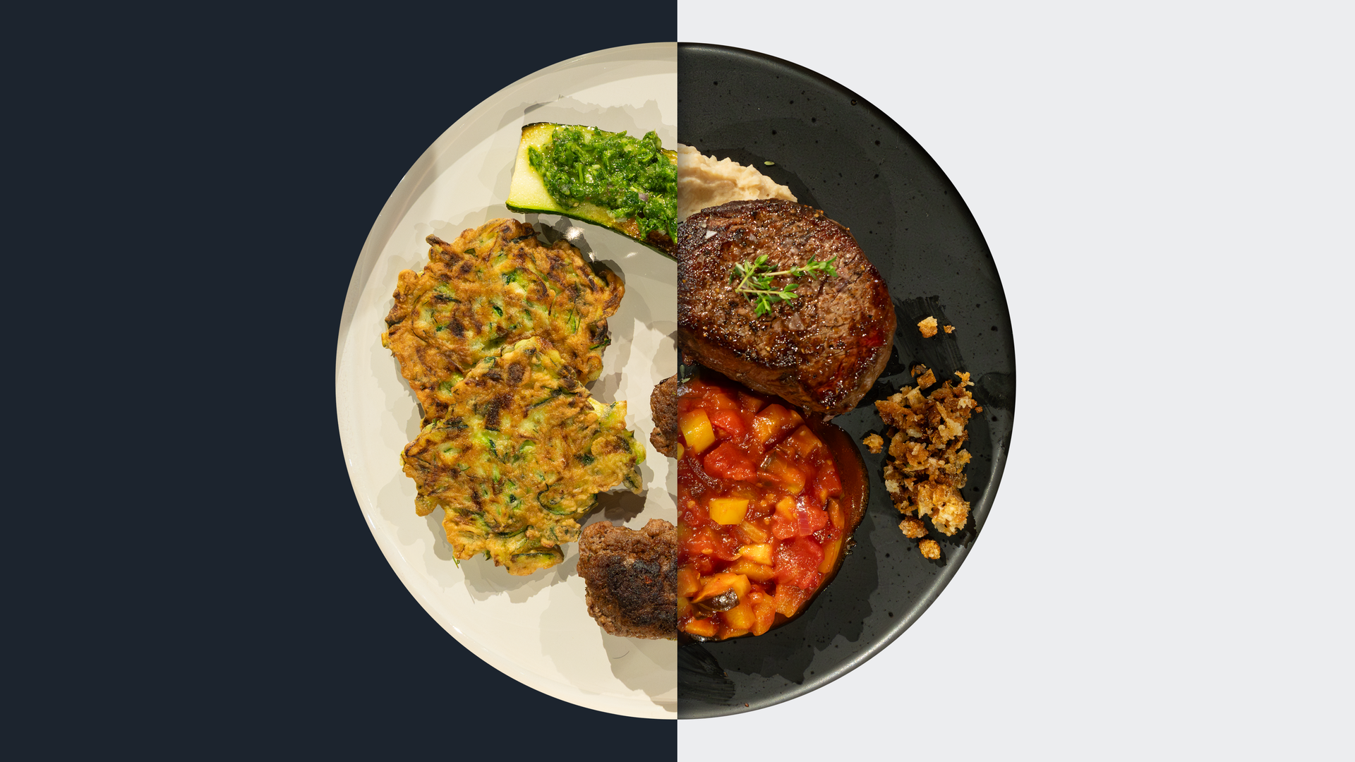 Zucchinipuffer vs. Rinderfilet