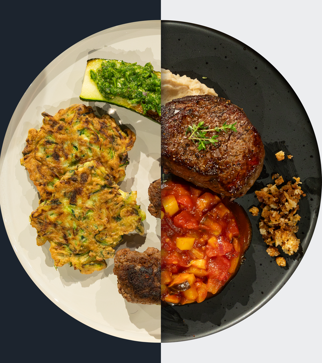 Zucchinipuffer vs. Rinderfilet