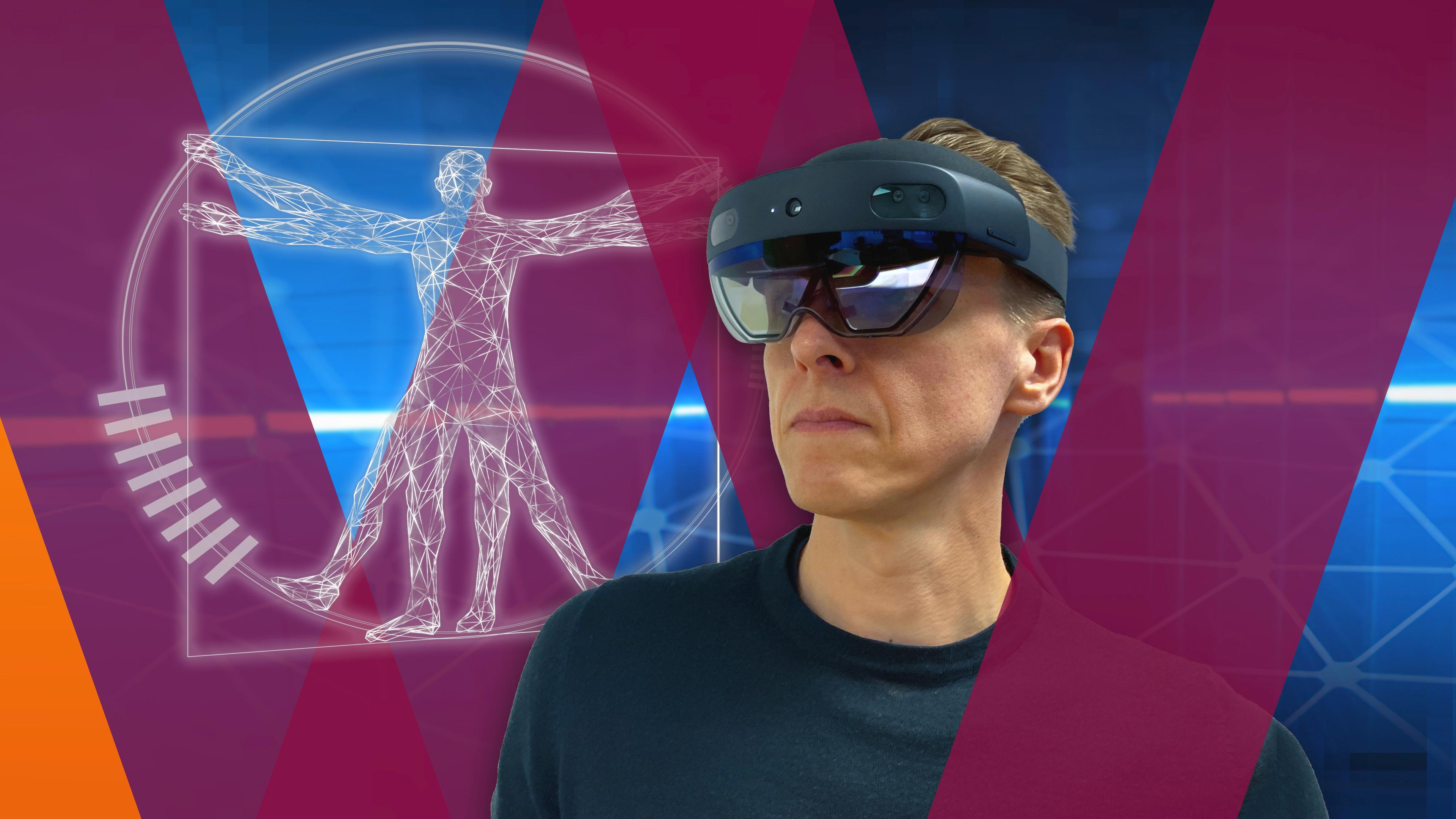 Mann trägt eine VR-Brille